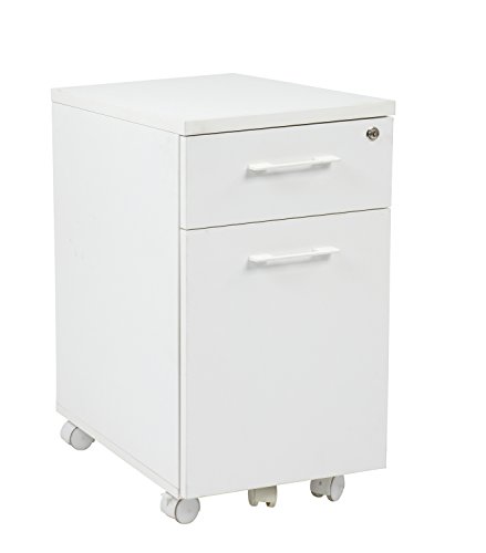 Pro-Line II/OSP Designs PRD3085-WH Prado Mobile File in with Hidden Drawer and Castors, White