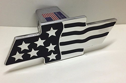 Black Chevy Flag Hitch Cover, Chevy Bow Tie Flag Hitchcover