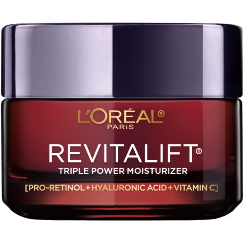 L’Oreal Paris Skincare Revitalift Triple Power Anti-Aging Face Moisturizer with Pro Retinol, Hyaluronic Acid & Vitamin C to reduce wrinkles, firm and brighten skin, 1.7 Oz