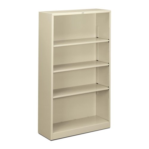 HON Steel Bookcases-4 Shelf Metal Bookcase, 34-1/2″Wx12-5/8″Dx59″H, Putty