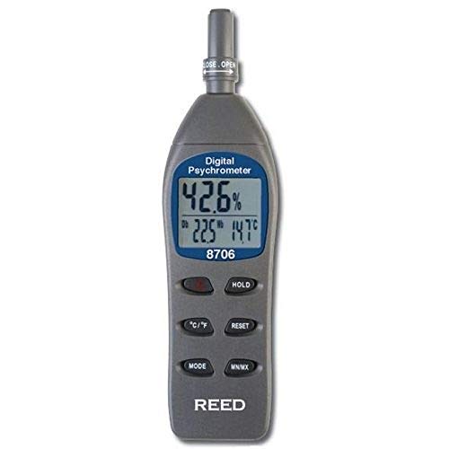REED Instruments 8706 Digital Psychrometer/Thermo-Hygrometer, (Wet Bulb, Dew Point, Temperature, Humidity)