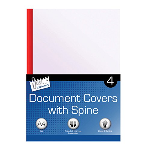 Just Stationery A4 Clear Document Covers and Spines – Assorted Colours (Pack of 4)