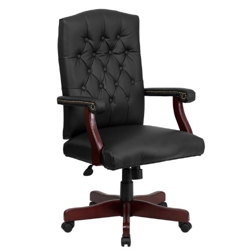 Flash Furniture Martha Washington Black LeatherSoft Executive Swivel Office Chair with Arms