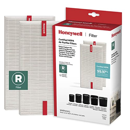 Honeywell HEPA Air Purifier Filter R, 2-Pack for HPA 100/200/300 and 5000 Series – Airborne Allergen Air Filter Targets Wildfire/Smoke, Pollen, Pet Dander, and Dust