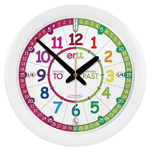 EasyRead time teacher Teaching Wall Clock – Learn The Time Wall Clock – Kids Analog Clock for Classroom, Playroom, Bedroom, Educational Room Decor – School Clock for Kids with Rainbow Face (29cm)