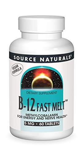 Source Naturals Vitamin B-12, 5 mg Supports Energy Production – 60 Fast Melt Vegan Formula