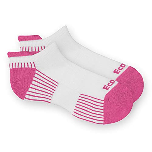 EcoSox Viscose from Bamboo Active Running & Sport Tab Socks for Men & Women | Super Soft. Keep Your Feet Dry & Blister-Free. Fights Fatigue (Medium – White with Pink)
