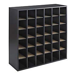 Safco Products Wood Mail Sorter 7766GR, Black, Oversized Envelopes, 36 Compartments, Laminate Finish