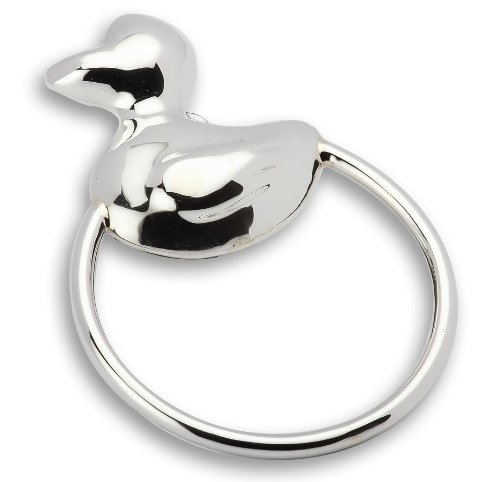 Krysaliis Sterling Silver Baby Rattle, Duck Ring