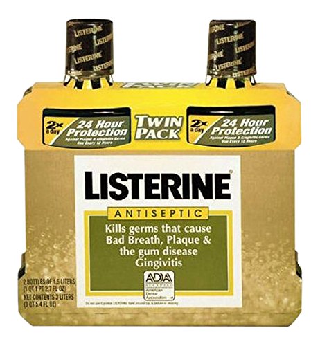 Listerine Antiseptic Mouth Wash Original Flavor Bottle, 1.5 L, 2 Piece