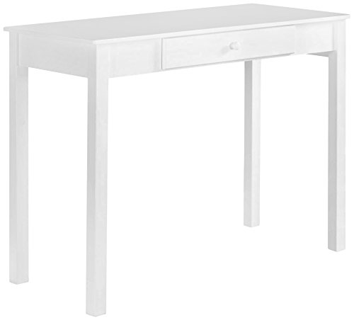 InRoom Designs Kings Brand White Finish Wood Home Office Secretary Writing Desk,