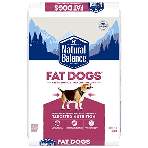 Natural Balance Fat Dogs Low Calorie Chicken Meal Salmon Meal, Garbanzo Beans, Peas & Oatmeal Adult Low-Calorie Dry Dog Food for Overweight Dogs 15 Pound (Pack of 1)