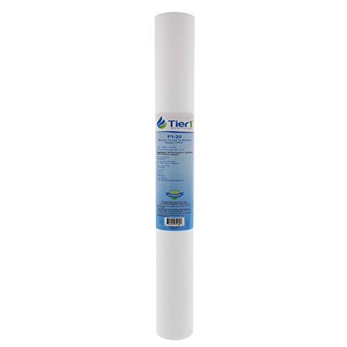 Tier1 1 Micron 20 Inch x 2.5 Inch | Spun Wound Polypropylene Whole House Sediment Water Filter Replacement Cartridge | Compatible with Pentek P1-20, SP-P1-20, PX01-20, Home Water Filter