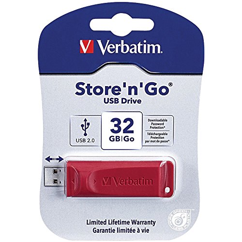Verbatim Password Protection 32GB Store ‘n’ Go USB Drive, Red