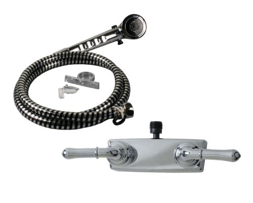 Wholesale Plumbing Supply RV Marine 4-in. Shower Faucet Chrome with Chrome Handles & Includes Hand-Held Shower