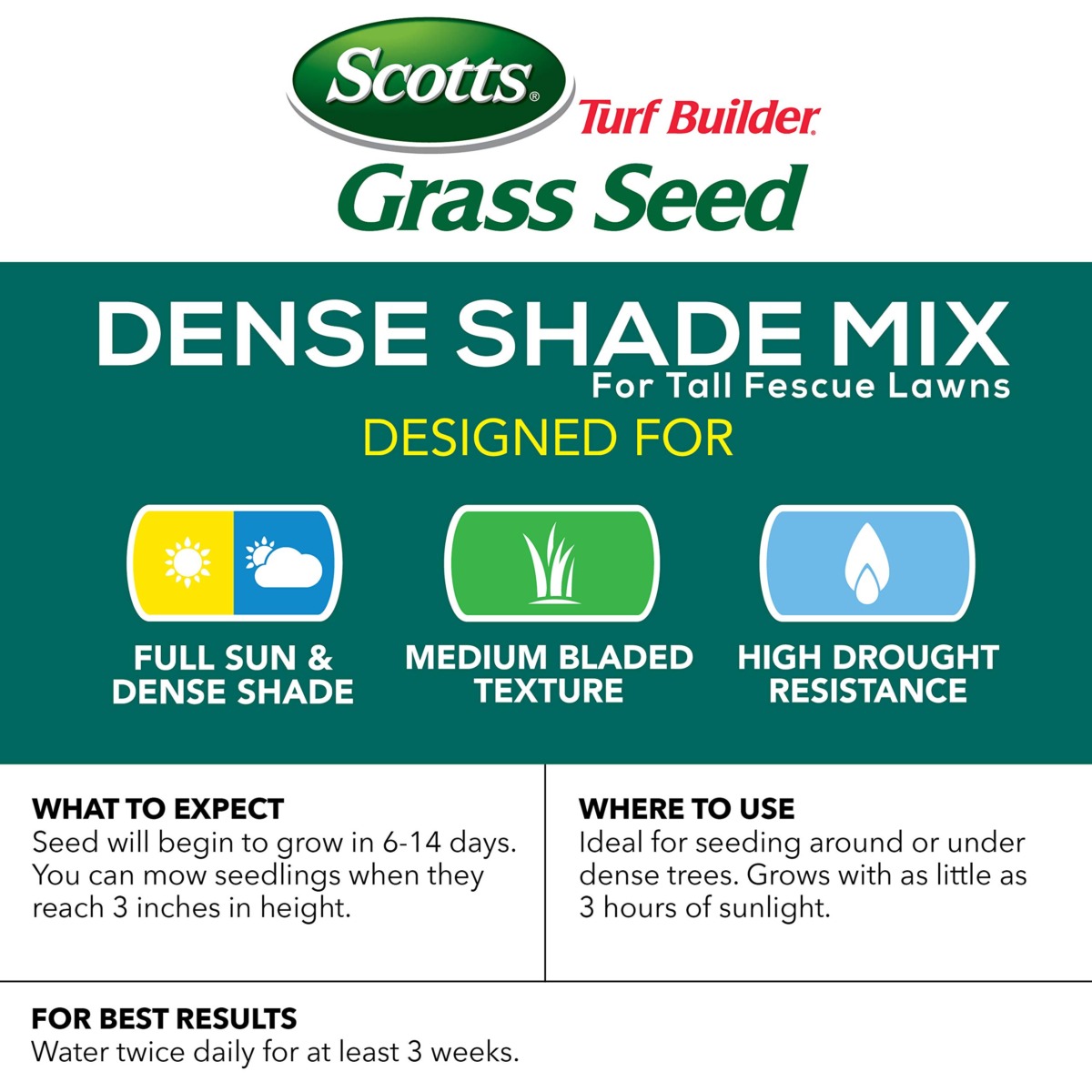 Scotts Turf Builder Grass Seed Dense Shade Mix for Tall Fescue Lawns, Grows with as Little as 3 Hours of Sunlight, 7 lbs. | The Storepaperoomates Retail Market - Fast Affordable Shopping