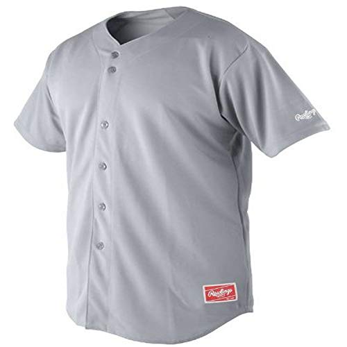 Rawlings Men’s Full Button Jersey with Raglan Sleeves (Blue Grey, X-Large)