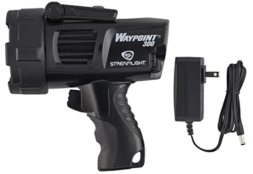 Streamlight 44911 Waypoint 300 1000-Lumen Long Range Pistol-Grip Rechargeable Spotlight with 120V AC Charger, Polymer Holder/Mount, Black, Box