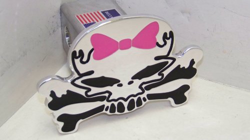 Skull Black Pink Bow Hitch Cover Skull Hitchcover
