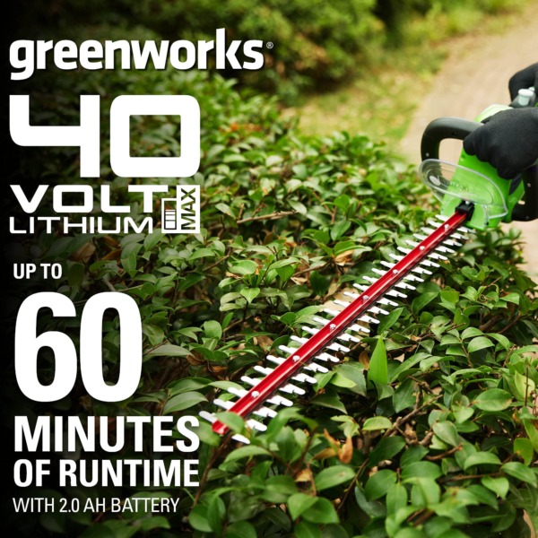 Greenworks 40V 24″ Cordless Hedge Trimmer, Tool Only