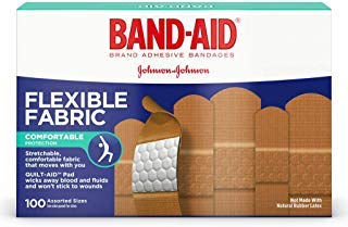 Band-aid Adhesive Bandages, Flexible Fabric, Assorted Sizes, 1″ X 3″, 3/4″ X 3″, 5/8″ X 2 1/4″, 100 Count (Pack of 2)
