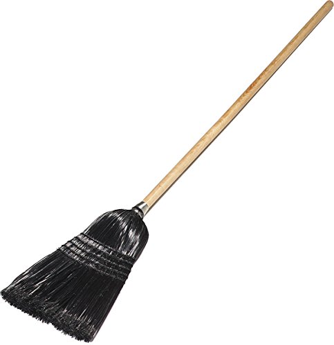 Carlisle FoodService Products 4168003 Synthetic Corn Maid/Parlor Broom with Wood Handle, Polypropylene Bristles, 55″ Overall Length, Black (Case of 12)