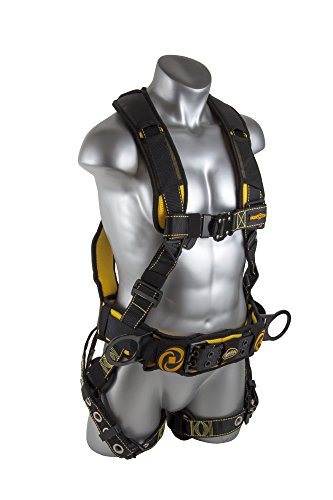 Guardian 21032 Cyclone Construction Harness with QC Chest/TB Leg/TB Waist Belt/Side D-Rings, Black/Yellow XX-Large