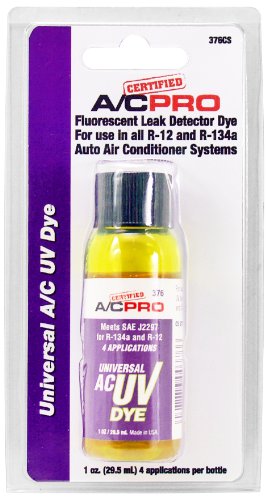 InterDynamics Certified A/C Pro Car Air Conditioner Leak Detector Dye, Leak Detection UV Dye Detects Leaks in R-12 and R-134A Air Condition Systems, 1 Oz