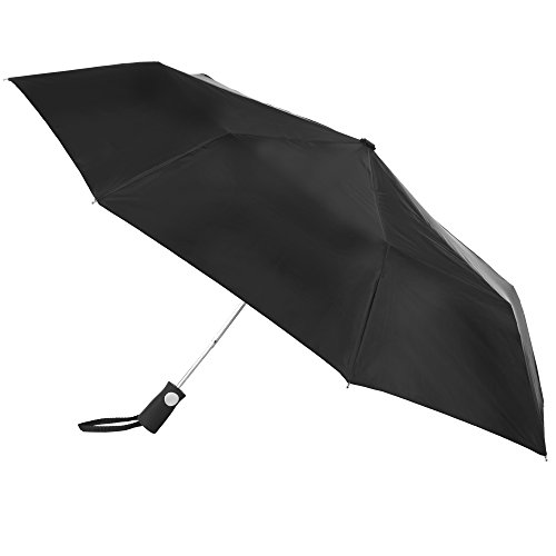 totes Men’s Automatic Compact Umbrella,Water Repellent Canopy Black