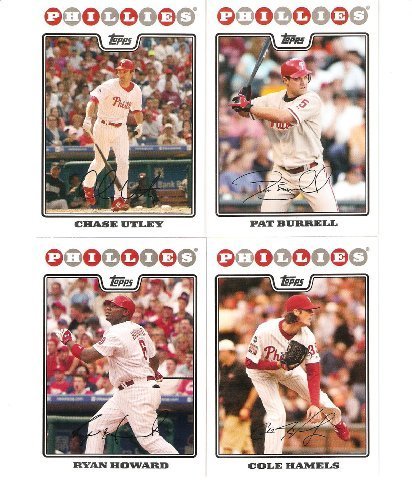 2008 Topps Philadelphia Phillies Complete Team Set (22 – Baseball Cards from both Series 1 & 2) Includes Chase Utley, Jimmy Rollins, Ryan Howard and more !