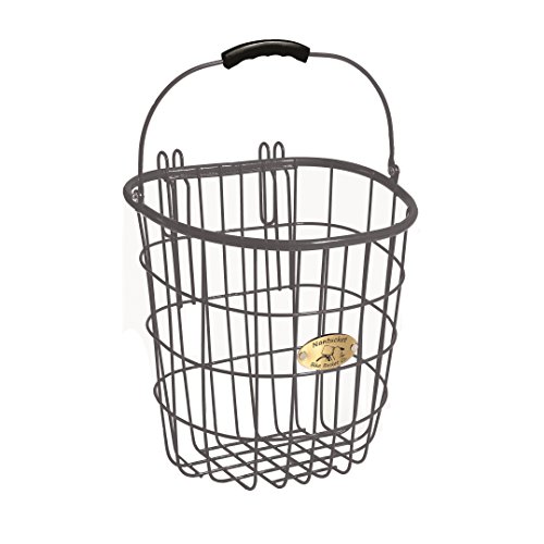 Nantucket Bike Basket Co Surfside Rear Wire Pannier Bag with Hooks, Charcoal Grey