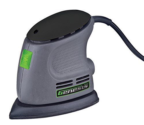 Genesis GPS080 Corner Palm Sander for Regular & Corner Sanding with Palm Grip, Vacuum Port, Hook-and-Loop System, Dust-Proof Power Switch, and Replacement Sandpaper