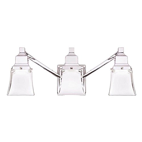 Hampton Bay 3-Light Chrome Vanity Light with Etched Glass Shades