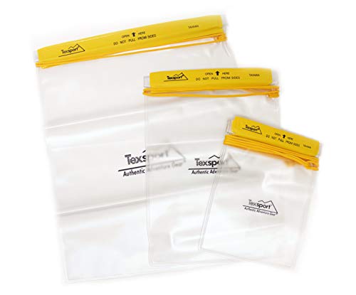 Texsport Waterproof Plastic Pouch Utility Bags – 3 Piece Set Multi Color, 7″x 5″, 10″ x 7″, 13″ x 10-1/2″