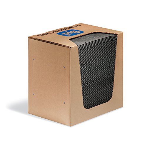 Absorbent Mat Pads in a Dispenser Box by New Pig | Premium Oil Absorbent Pads | 10″ x 13″ Oil Mats | 100 All Purpose Premium Absorbent Pads | MAT251