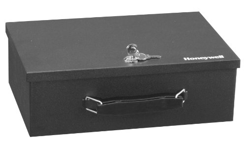 Honeywell Safes & Door Locks 6104 Fire Resistant Steel Security Safe Box with Key Lock, 0.17-Cubic Feet, Black