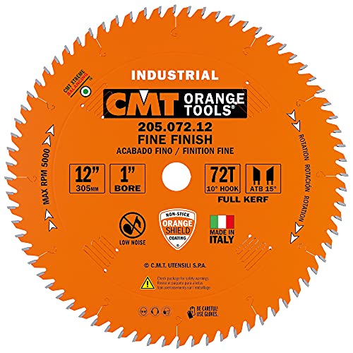 CMT 205.072.12 Industrial Cut-Off ATB Saw Blade with 12-Inch by 72 Teeth and 1-Inch Bore, PTFE-Coated