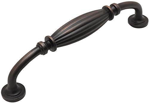 20 Pack – Cosmas 7120ORB Oil Rubbed Bronze Country Style Cabinet Hardware Ribbed Handle Pull – 5″ Inch (128mm) Hole Centers