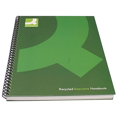 Q-Connect Wirebound A4 Hardback Recycled Notebook 160 Pages – Green, Pack of3