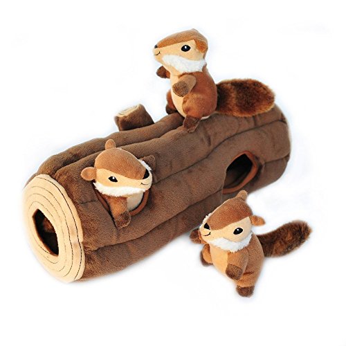 ZippyPaws Burrow, Woodland Friends Chipmunks ‘n Log – Interactive Dog Toys for Boredom – Hide and Seek Dog Toys, Colorful Squeaky Dog Toys for Small & Medium Dogs, Plush Dog Puzzles