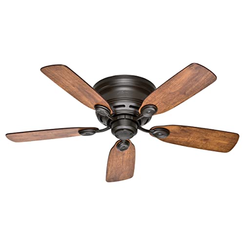 Hunter Fan Company, 51061, 42 inch Low Profile New Bronze Low Profile Ceiling Fan and Pull Chain