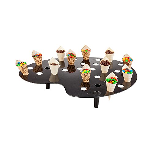 Ice Cream Cone Holders, 4 Palette Design Popcorn Cone Holders – 35 Holes, For Weddings, Birthday Parties, Holidays, And Baby Showers, Black Plastic Cone Stands, Display Candy Or French Fries