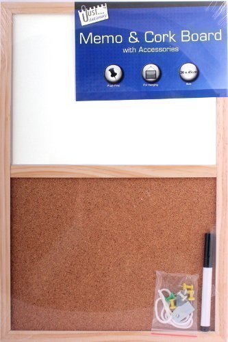 Split Memo Dry White Wipe Board & Cork Board Kitchen Office Home 45cm x 30cm