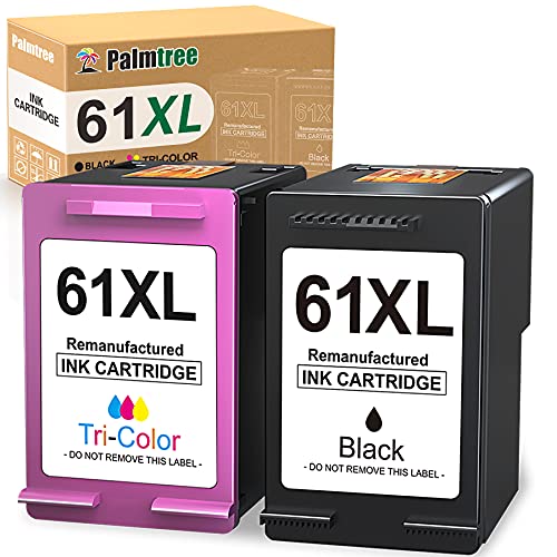 Palmtree Remanufactured Ink Cartridges Replacement for HP 61XL 61 XL for HP Envy 4500 5530 5534 5535 Deskjet 1000 1056 1010 1510 1512 2540 Officejet 4630 4635 Printer Ink (1 Black, 1 Tri-Color)