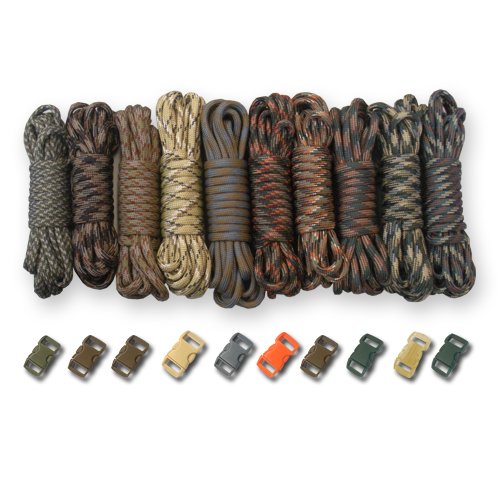 PARACORD PLANET 550lb Type III Paracord Combo Crafting Kits with Buckles (CAMO Man)