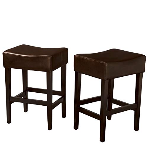 Christopher Knight Home Lopez Backless Leather Counter Stools, 2-Pcs Set, Brown