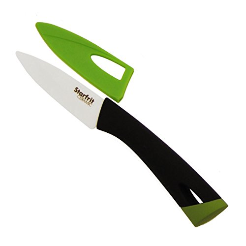Starfrit 093870-003-NEW1 3″ Ceramic Paring Knife with Protective Sheath, Black/White, One Size