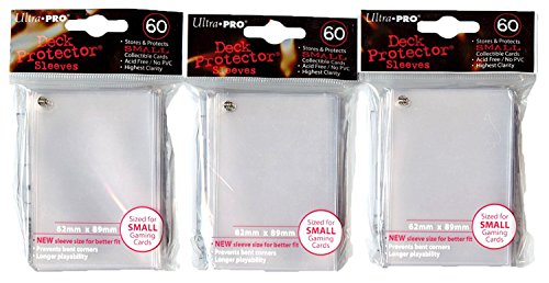 Ultra Pro Card Supplies YuGiOh Sized Deck Protector Sleeves Clear 60Count X3 by
