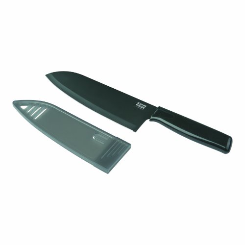 Kuhn Rikon COLORI Chef’s Knife with Safety Sheath, 6 Inch, Black