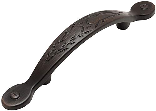 Cosmas® 465ORB Oil Rubbed Bronze Leaf Design Cabinet Hardware Handle Pull – 3″ Inch (76mm) Hole Centers, 5-3/4″ Overall Length